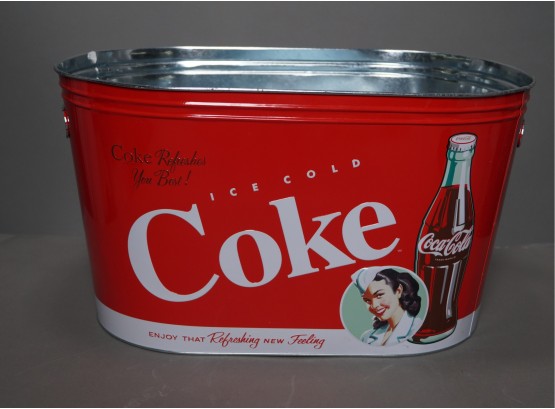 Tin Ice Bucket With Vintage Coca-Cola Imagery