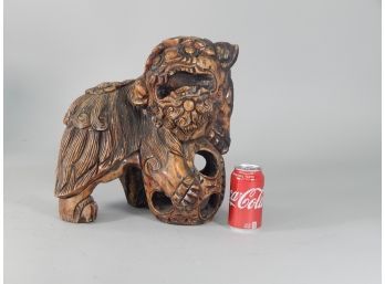 Wood Foo Dog Statue