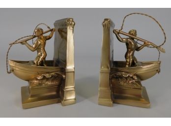Pair Of Brass Whaleman Bookends