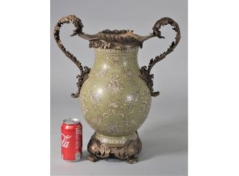 Asian Porcelain And Bronze Vase