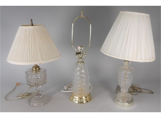 Lot Of Crystal And Glass Lamps