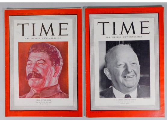 Lot 2 Vintage TIME Magazines- Stalin Man Of The Year!