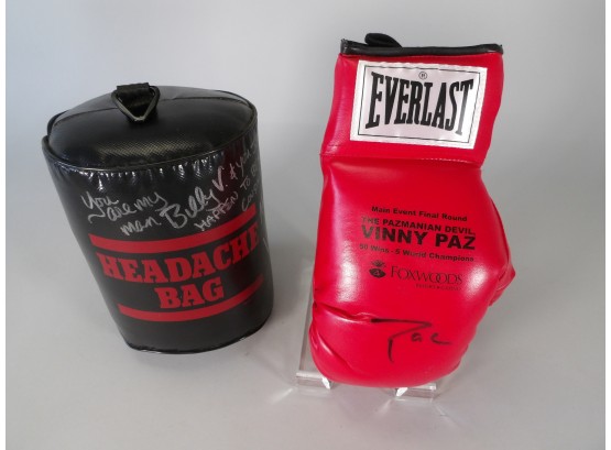 Boxing Glove & Headache Bag - Signed By Vinny Paz