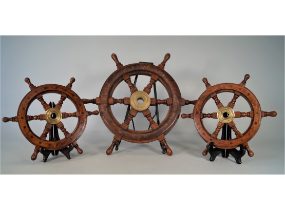 Three Decorative Ships Wheels