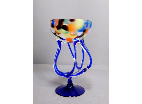 Amazing Art Glass Pedestal Compote Bowl