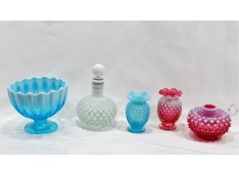 Vintage Fenton Glass Lot - Perfume Bottle & Vases