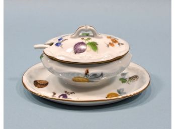 Vintage Porcelain LIMOGES Sause Dish With Lid & Spoon