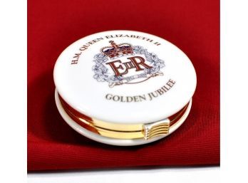 Porcelain Trinket Box Queen Elizabeth II Golden Jubilee 1952-2002 House Of Vanguard