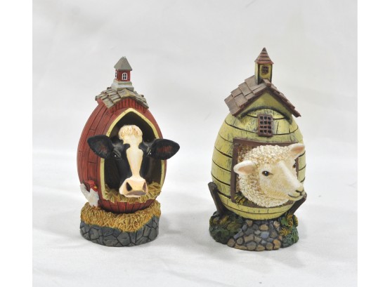 Lot 2 Franklin Mint Egg Figurines By Herrero Handpainted Limited Ed.