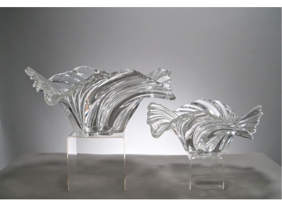 Two Mikasa Crystal Centerpiece Bowls