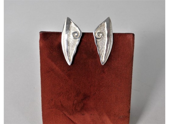 Abstract Shaped Sterling Silver Clip-on Earrings