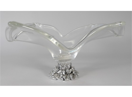 Murano Clear Glass Footed Bowl