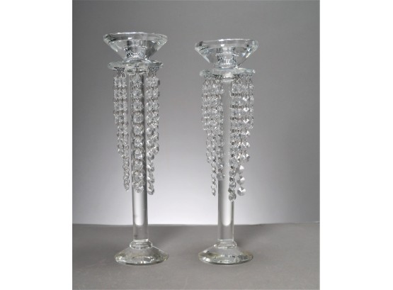 Shannon Crystal Candle Holders With Hanging Crystals