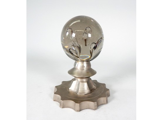 Vintage Abstract Figure With Trapped Bubbles Glass Ball
