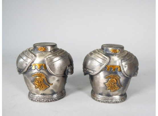 Pair Vintage Knight Armor Coin Banks