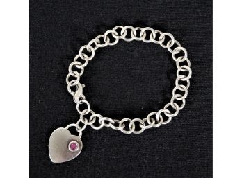 Sterling Bracelet With Heart Fob