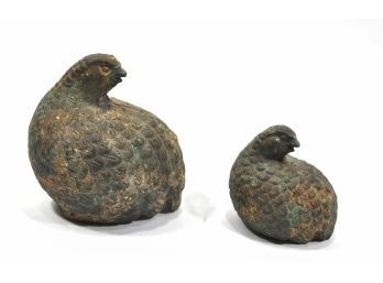 Pair Vintage Cast Iron Bird Figures