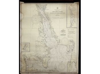 Large Original USCGS Providence River Narragansett Bay 1939 Map
