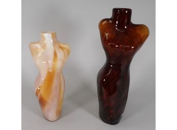 Pair Of Large Female Figural Glass Vases