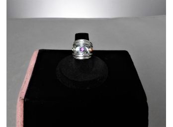 Sterling Silver Ring With 3 Semi-precious Stones