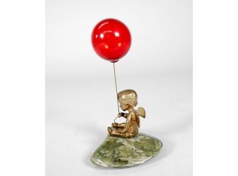 Vintage Malcolm Moran Gumps Bronze Sculpture Putty W/ Balloon On Jade