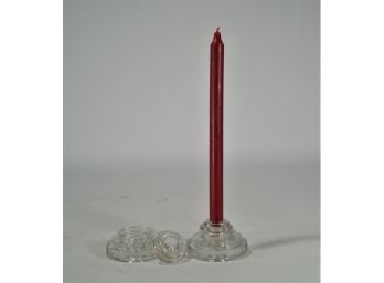 Pair Adjustable Glass Candle Holders