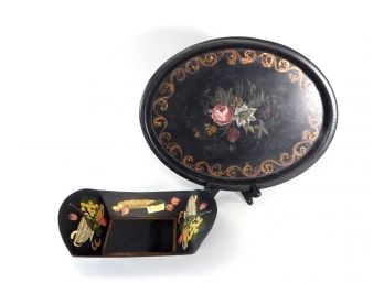 Vintage Hand Painted Tole Tray & Bowl
