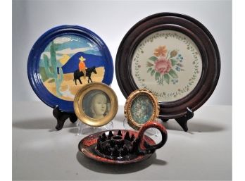 Mixed Lot: Frames, Candle Holder, Plate