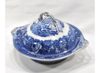 Vintage Wedgwood Blue & White Covered Dish