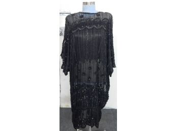 Black Beaded Flapper Dress And Purse