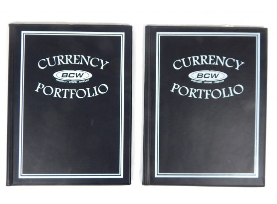 BCW Currency Portfolios Albums W/ Foreign Banknotes: China, Iraq, Afghanistan, Burma...