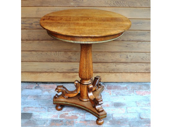 Antique Quartered  Oak Ormolu Lamp Table