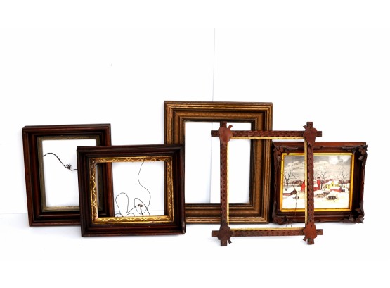 Lot 5 Antique Wooden Picture Frames