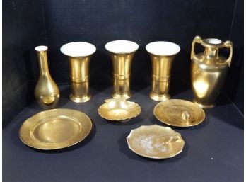 Group Of 9 Pickard Gold Gilt Porcelain Items