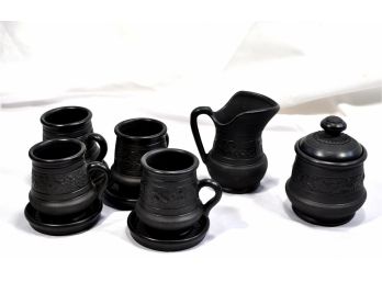Vintage Original Black Art Pottery Coffee Set