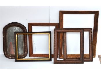 Lot 6 Antique Wooden Picture Frames Mirror
