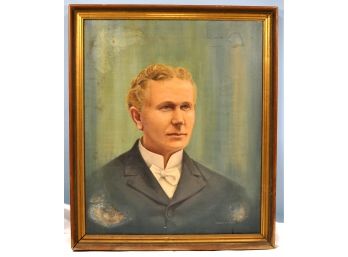 Vintage Ronald E. Sykes Oil Painting Portrait Of Rev.  Isaak Walton Bobst