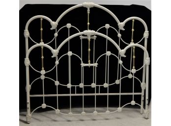 Victorian White Painted Brass Queen Bed
