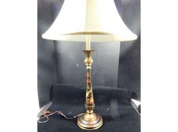 Black Lacquer Asian Painted Table Lamp