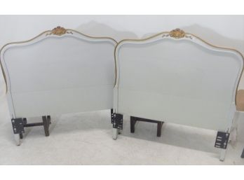 Pair Of White & Gold Decorated Twin Headboards