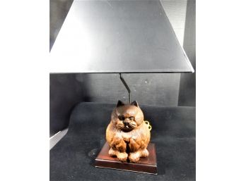 Wooden Carved Cat Table  Lamp