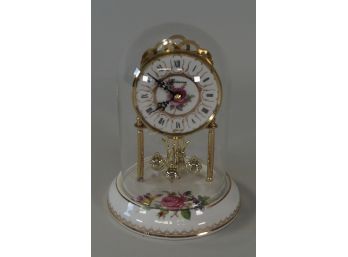 Reine Handarbeit Porcelain Clock With Glass Dome