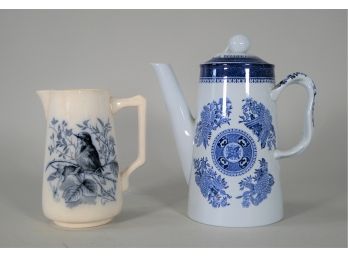 Spode Repro Coffee Pot And Antique Pitcher