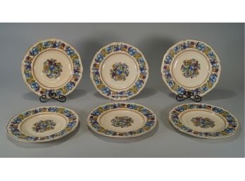 Set Of 6 Crown Ducal Florentine Dinner Plates