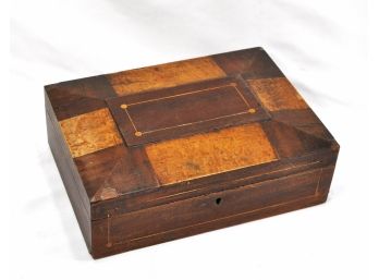 Antique Wood Jewelry Box Burlwood Veneer