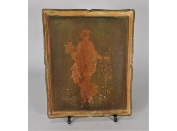 Pretty Vintage Wooden Tray With Female Image