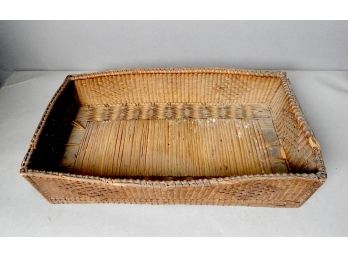 Antique Rectangle Wicker Woven Tray Basket