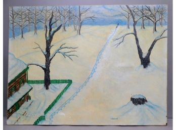 Vintage VERRONE Winter Landscape Oil Painting