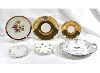 Lot Vintage Porcelain Plates & Bowl - Bavaria, Limoges, Staffordshire