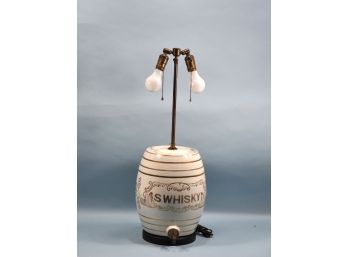 Large Vintage Whiskey Barrell Bar Table Lamp
